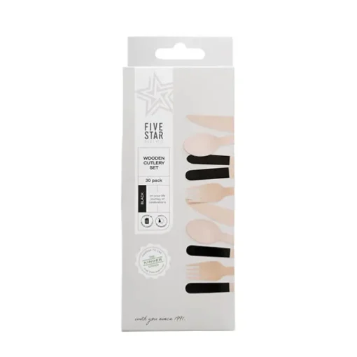 Wooden Cutlery Set 30 Black (2.5cmx16cmH)
