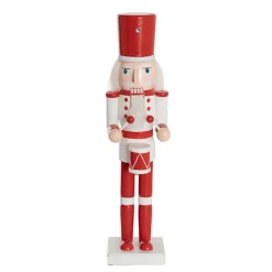 Wooden Nutcracker w Drum Red & White (38cmH)