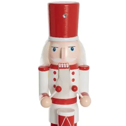 Wooden Nutcracker w Drum Red & White (38cmH)