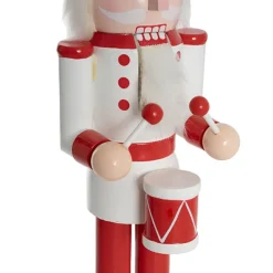 Wooden Nutcracker w Drum Red & White (38cmH)