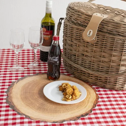 Wooden Timber Look Table Placemat Set 2 Round Brown (38cmD)