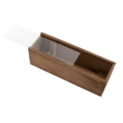 Wooden Wine Box Clear Perspex Lid Brown (36.5x11.5x11.5cmH)
