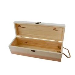 Wooden Wine Box Hinged Lid Natural (36.5x11.5x11.5cmH)