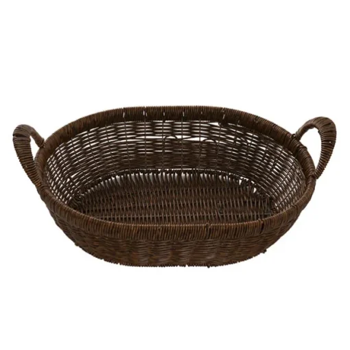 Woven Basket Oval w Handles Large Brown (41x31x10cmH)
