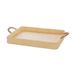 Woven Basket Rectangle W Handles Lgt Brown (40x30x5cmH)