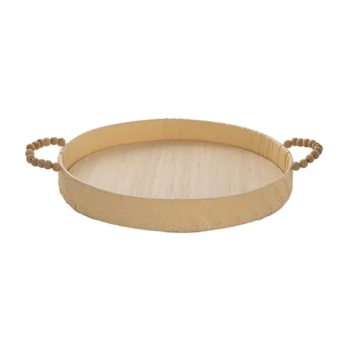 Woven Basket Round W Handles Light Brown (37x37x5cmH)