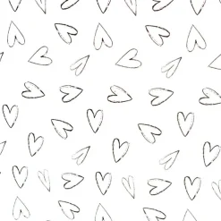 Wrapping Paper Roll Hearts Print Gloss White (70cmx25m)